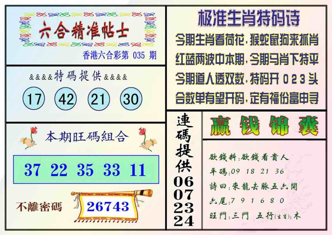 035期精准贴士[图]